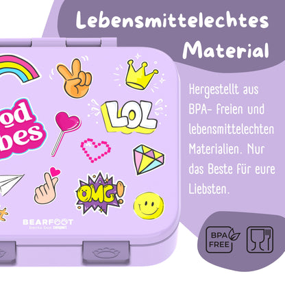 Lunchbox with compartments, lightweight & leak-proof - purple sticker