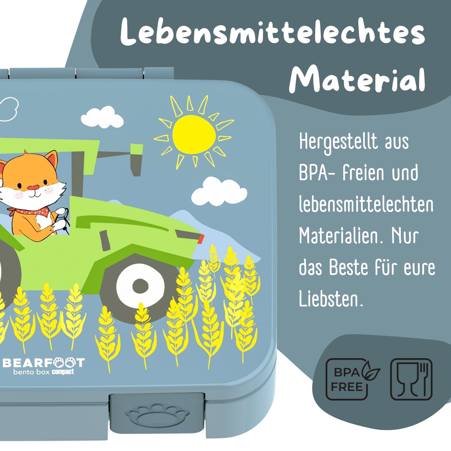 Brotdose mit Fächern, leicht & auslaufsicher - Traktor