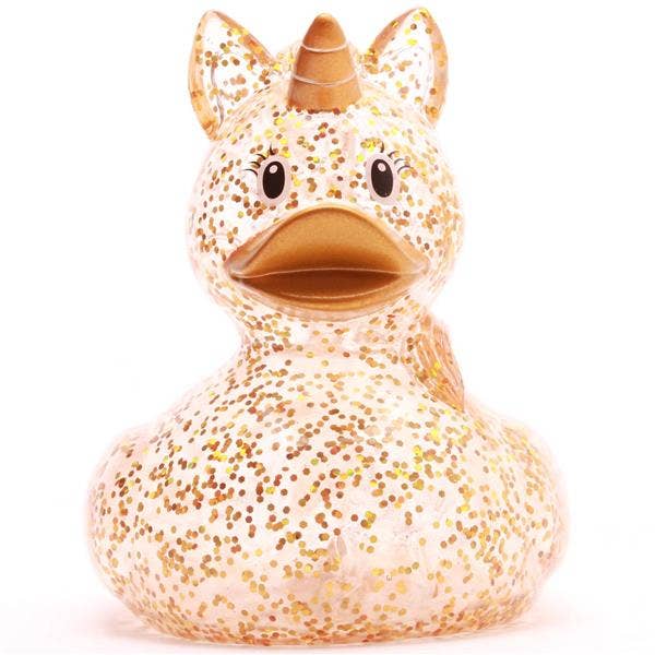 Gold Glitter Unicorn Duck