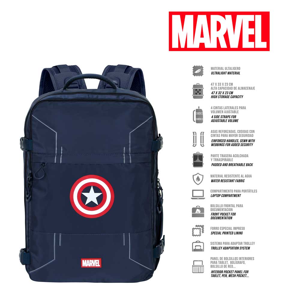 Sac à Dos de Voyage Mercury 47x23x33cm Marvel Captain America « Gears-Grand »