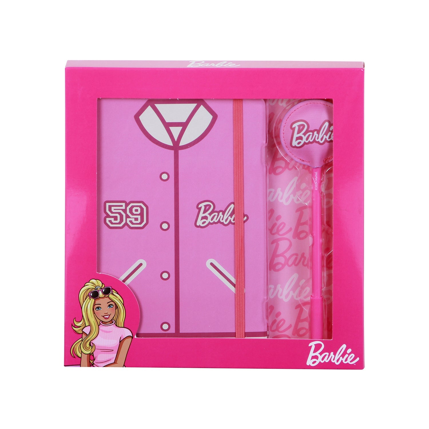 Coffret Journal + Stylo Fashion Barbie « Varsity » – Rose