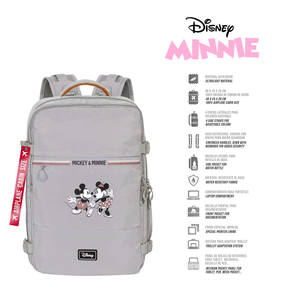 Sac à Dos Mercury Voyage Cabine Avion 40x20x25cm Disney Minnie Mouse « Face »