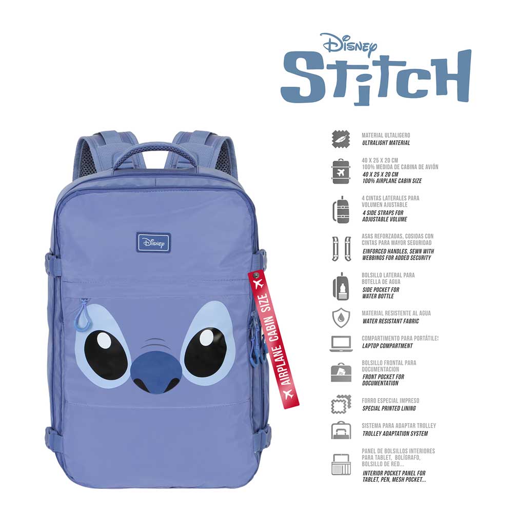 Sac à Dos Mercury Voyage Cabine Avion 40x20x25cm Disney Lilo & Stitch « Face »