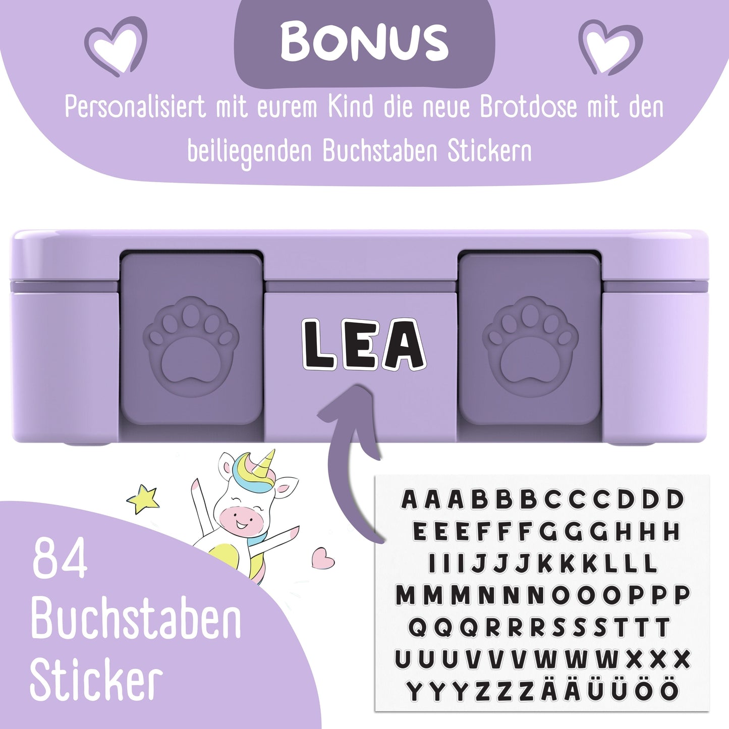 Lunch box with compartments, leak-proof - Mermaid purple