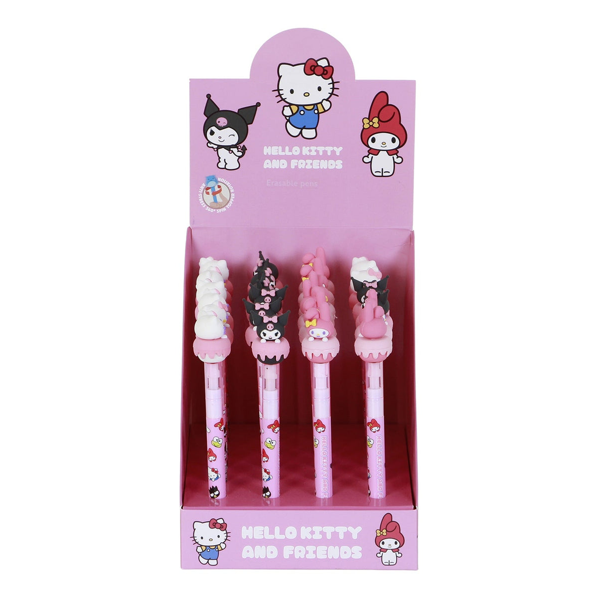 Présentoir 24 Unités Stylo Gel Effaçable Hello Kitty « Mix » – Rose