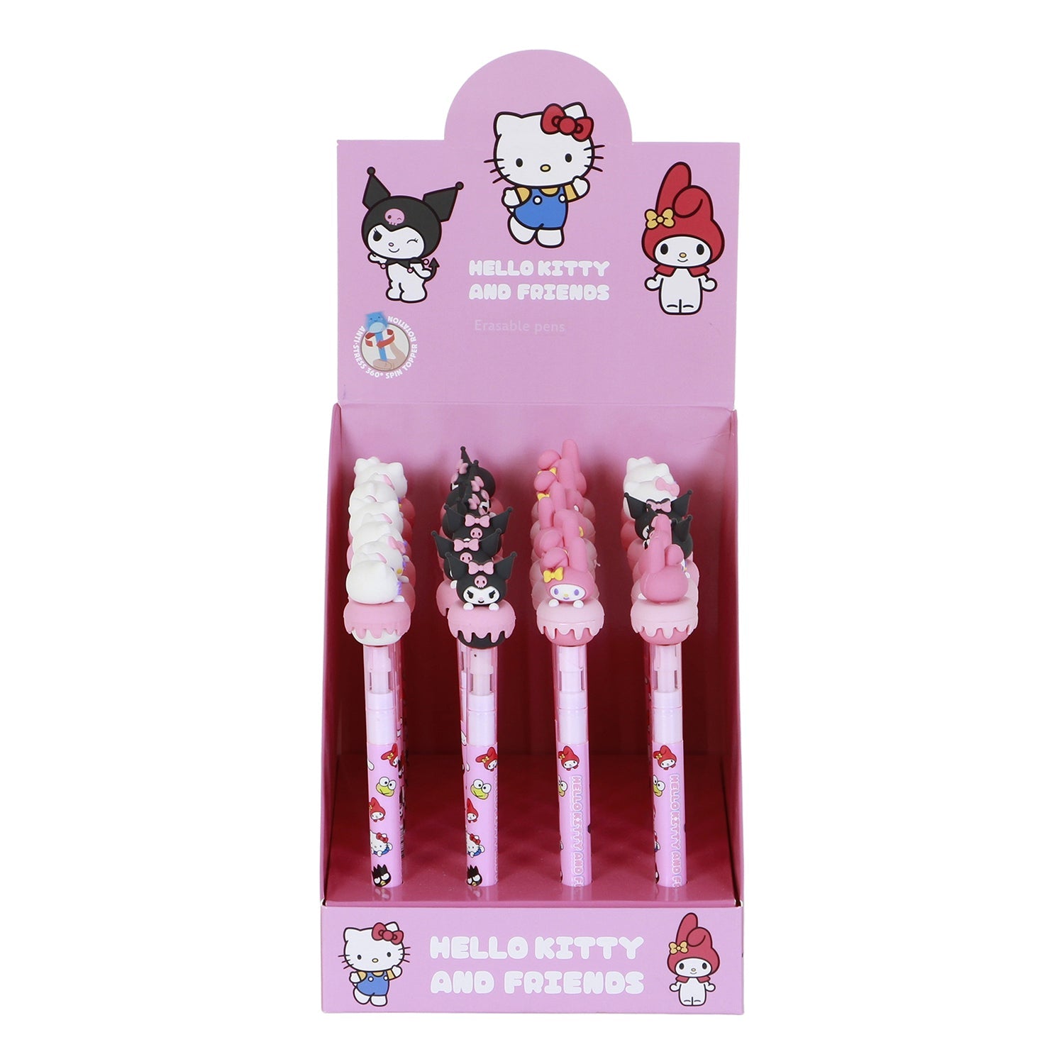 Présentoir 24 Unités Stylo Gel Effaçable Hello Kitty « Mix » – Rose