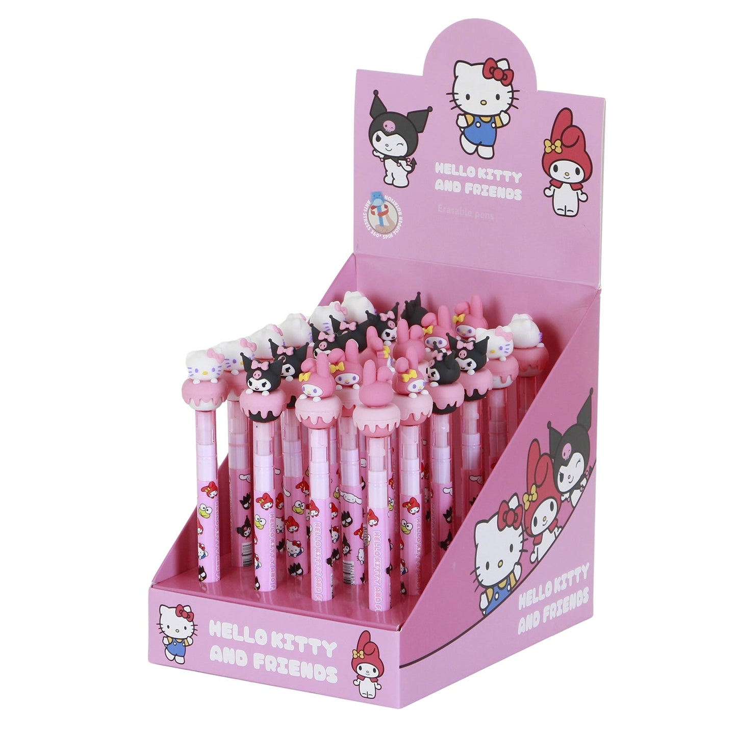 Présentoir 24 Unités Stylo Gel Effaçable Hello Kitty « Mix » – Rose