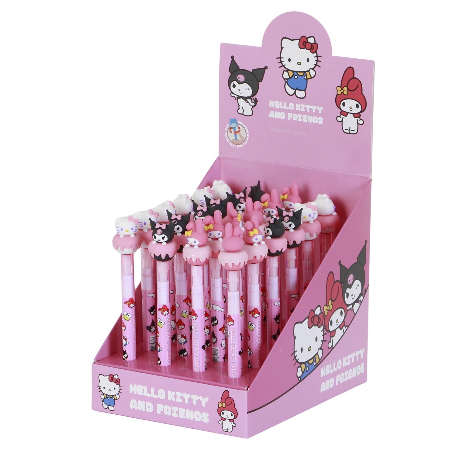 Présentoir 24 Unités Stylo Gel Effaçable Hello Kitty « Mix » – Rose