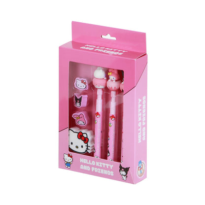 Pack Mix de 3 Crayons Éternels + 3 gommes + taille-crayon Hello Kitty