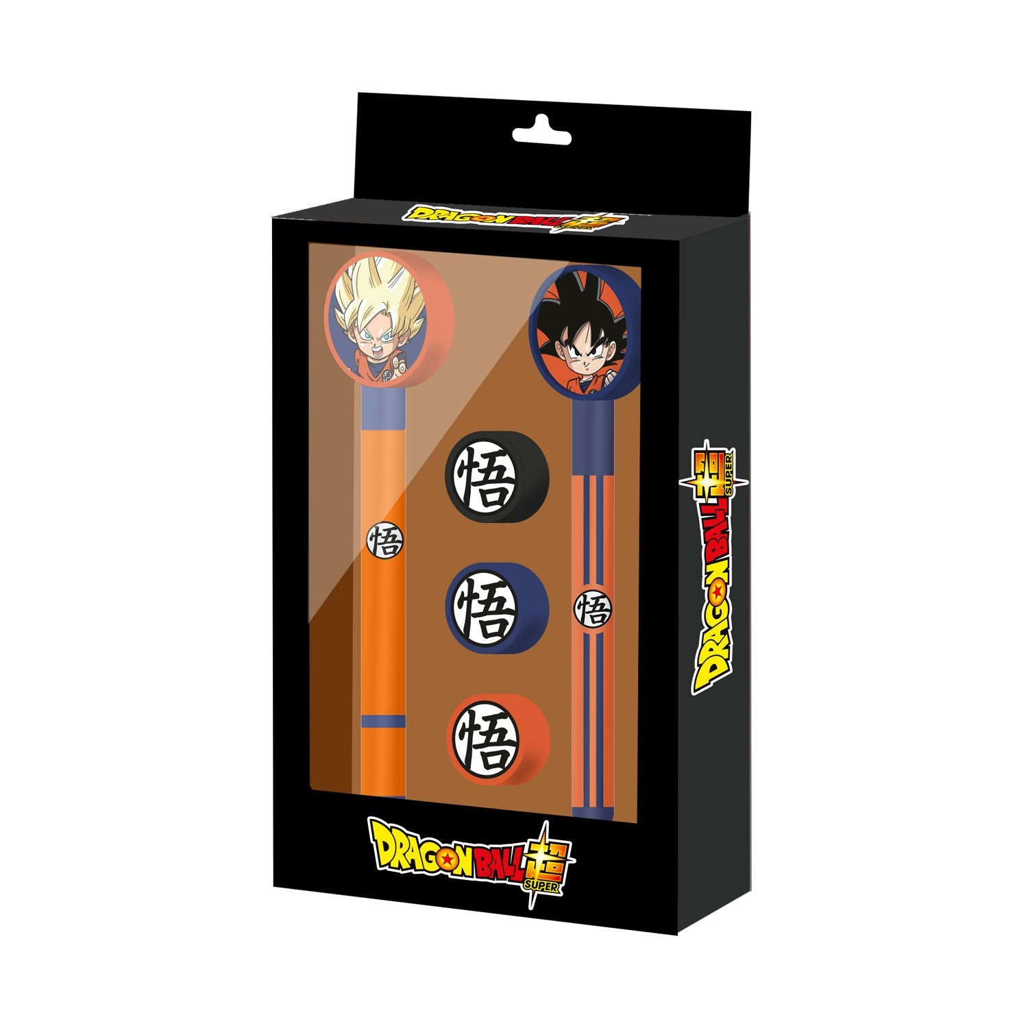 Pack Ultra Instinct : Stylo Gel Effaçable + Crayon Éternel + 3 Gommes Dragon Ball