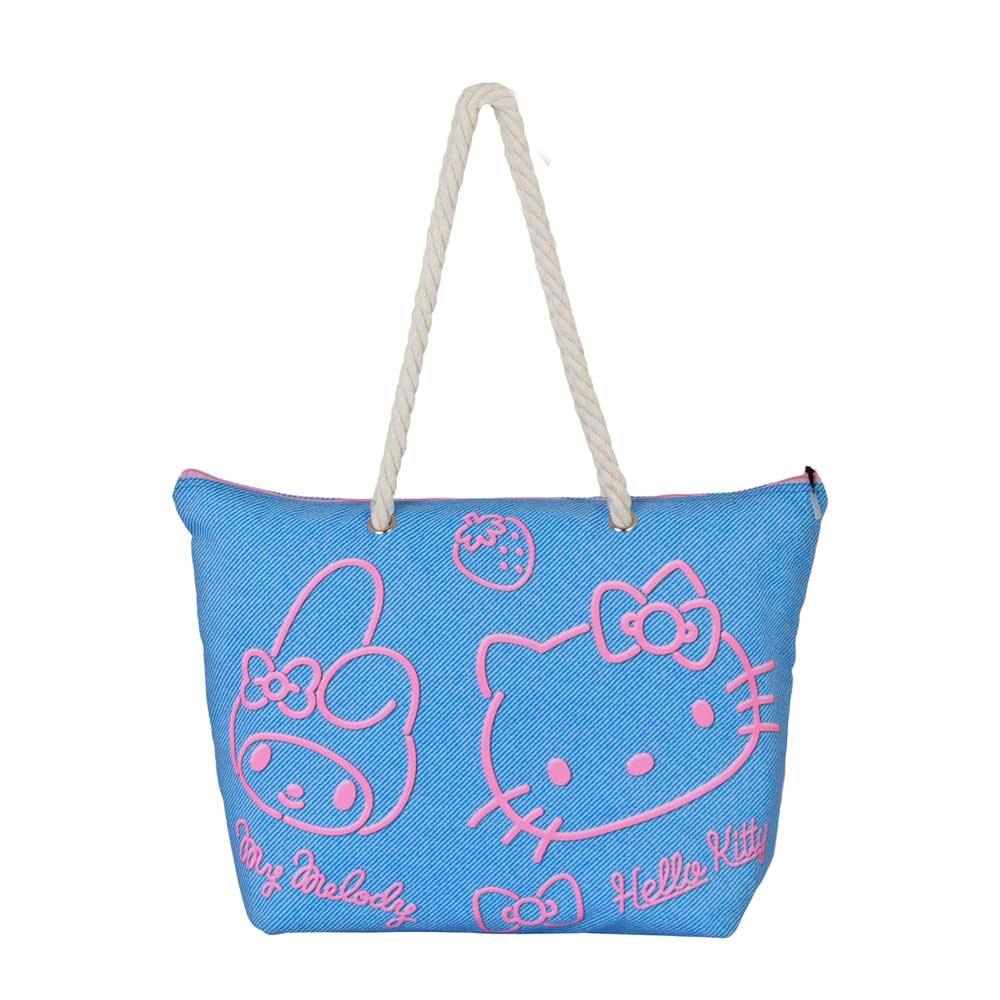 Sac de Plage Denim Soleil Hello Kitty