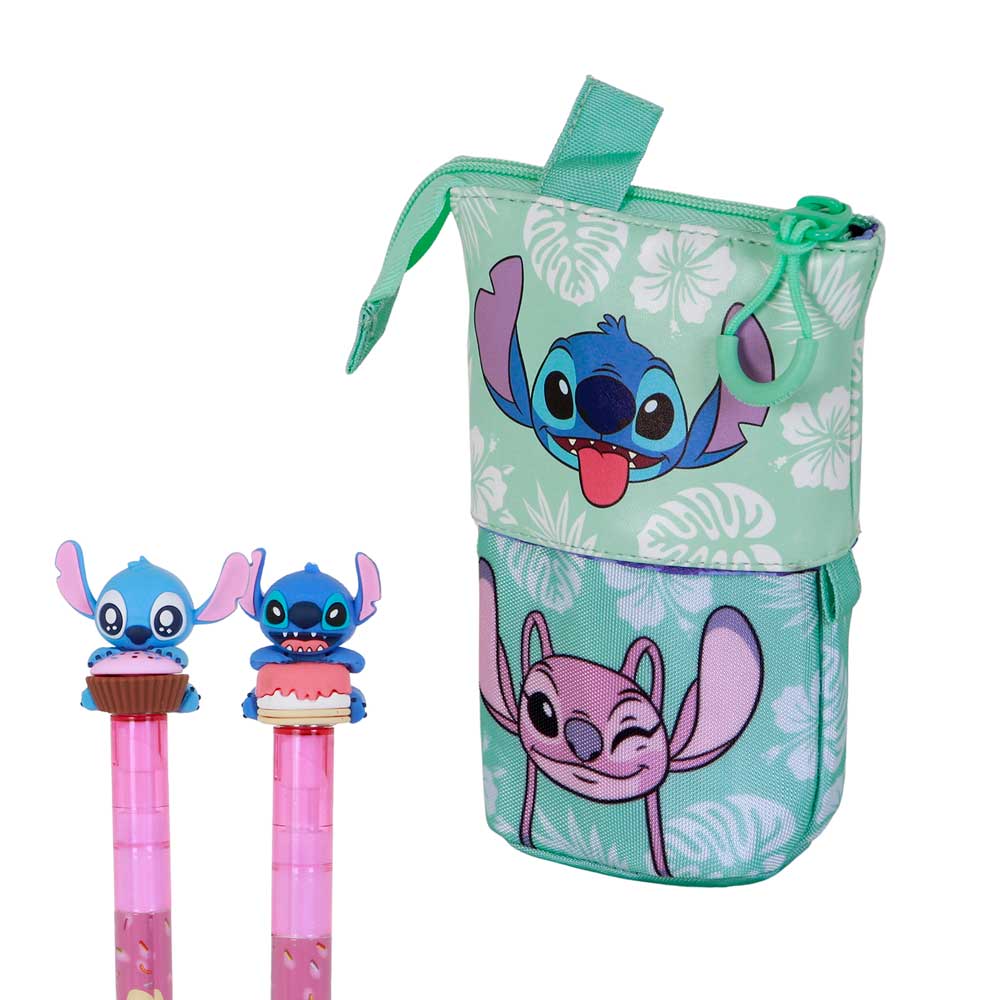 Trousse Mignonne + 2 Stylos Gel Effaçables Disney Lilo & Stitch « Aloha » – Bleu