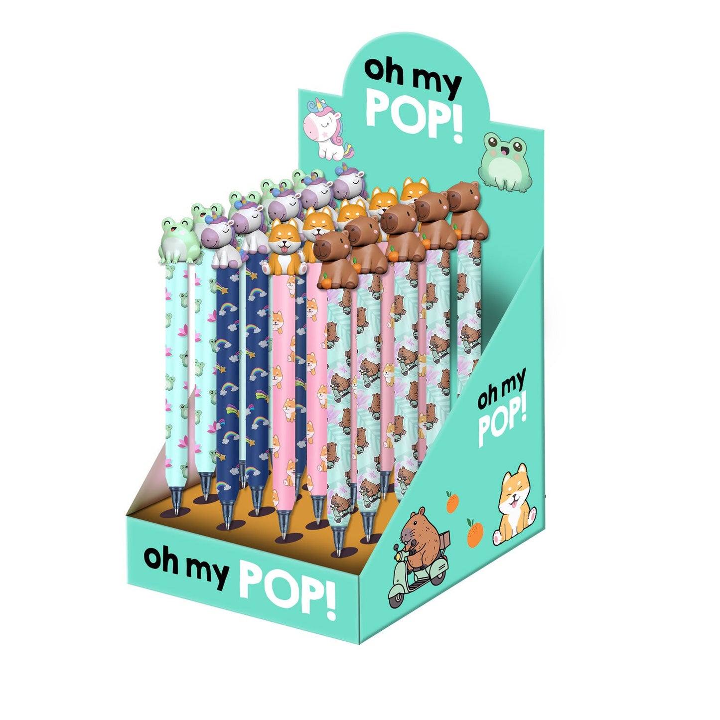 Présentoir 24 Unités Stylo Gel Effaçable Oh My Pop! « Mix » – Multicolore