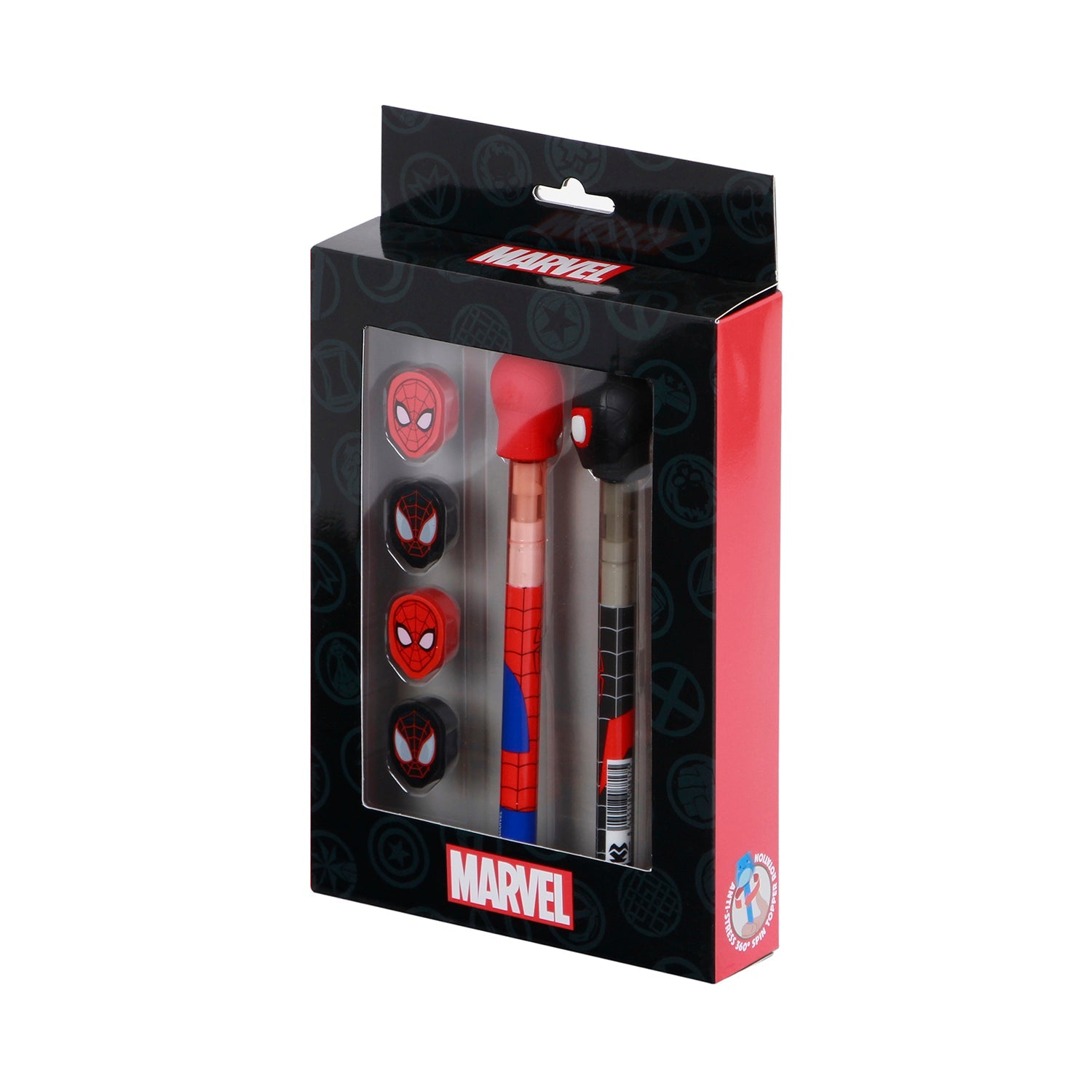 Pack de stylo gel effaçable + Crayon Éternel + 4 gommes Marvel Spider-Man « Peter »