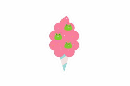 Kawaii Cotton Candy Frog Sticker