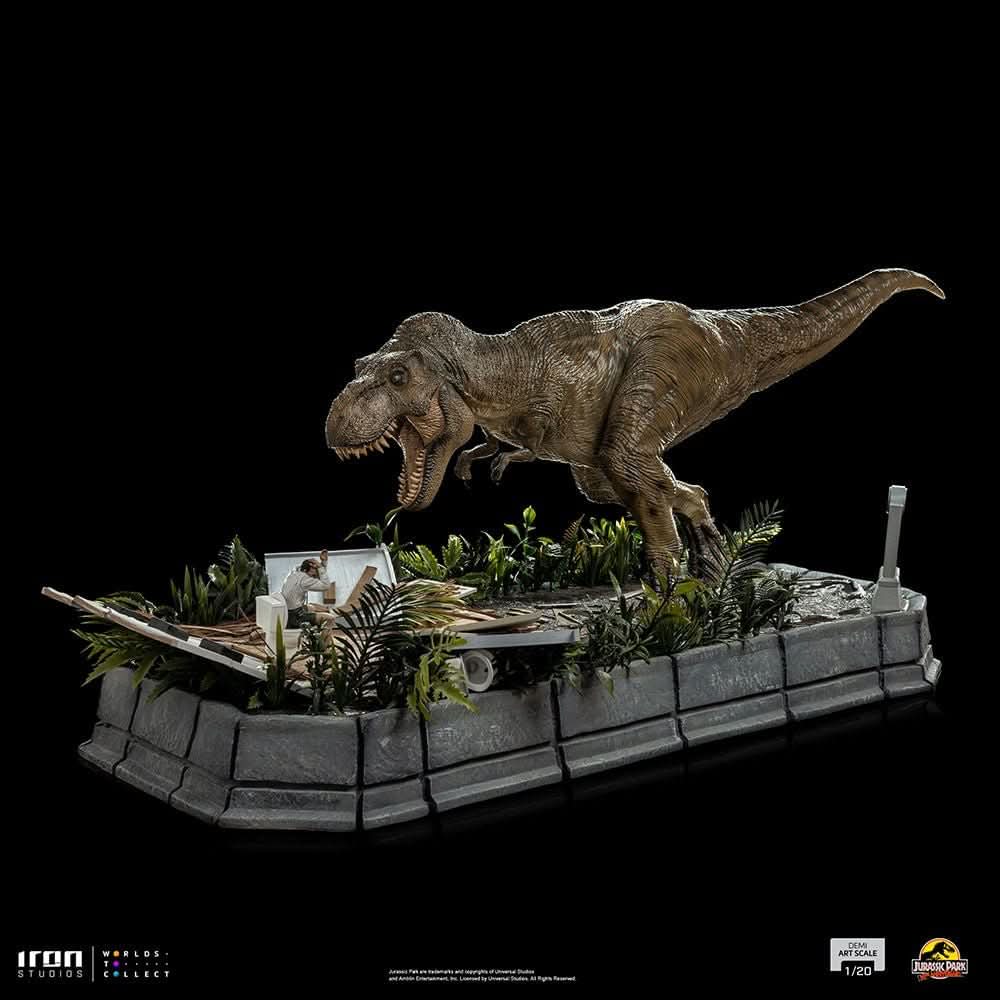 Statue T-Rex Attack Donald Gennaro - Jurassic Park - 1/20 Scale - Iron Studios