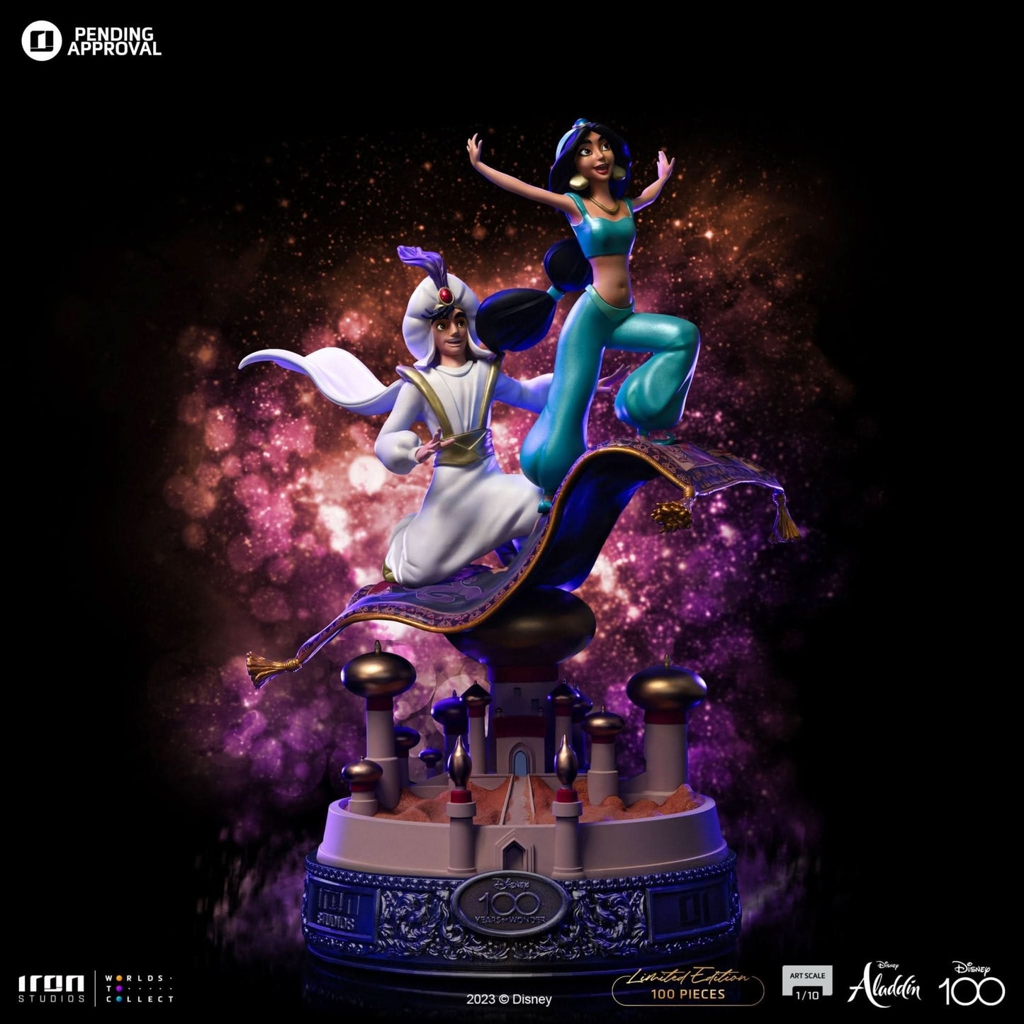 Aladdin and Jasmine Statue 100 Years Version - Disney 100th - Aladdin - Art Scale 1/10 - Iron Studios