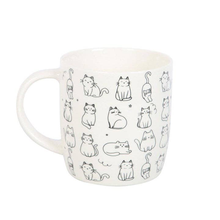 Mug à motif de chat heureux blanc