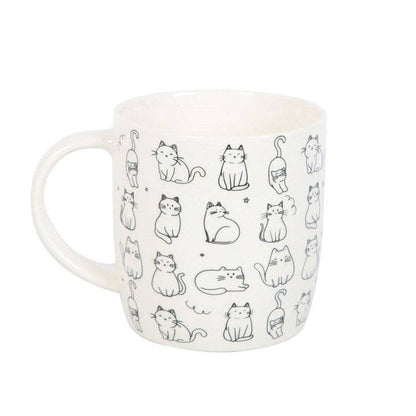 Mug à motif de chat heureux blanc