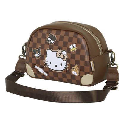 Sac à Bandoulière Bowling Lite Hello Kitty « Squares » – Brun