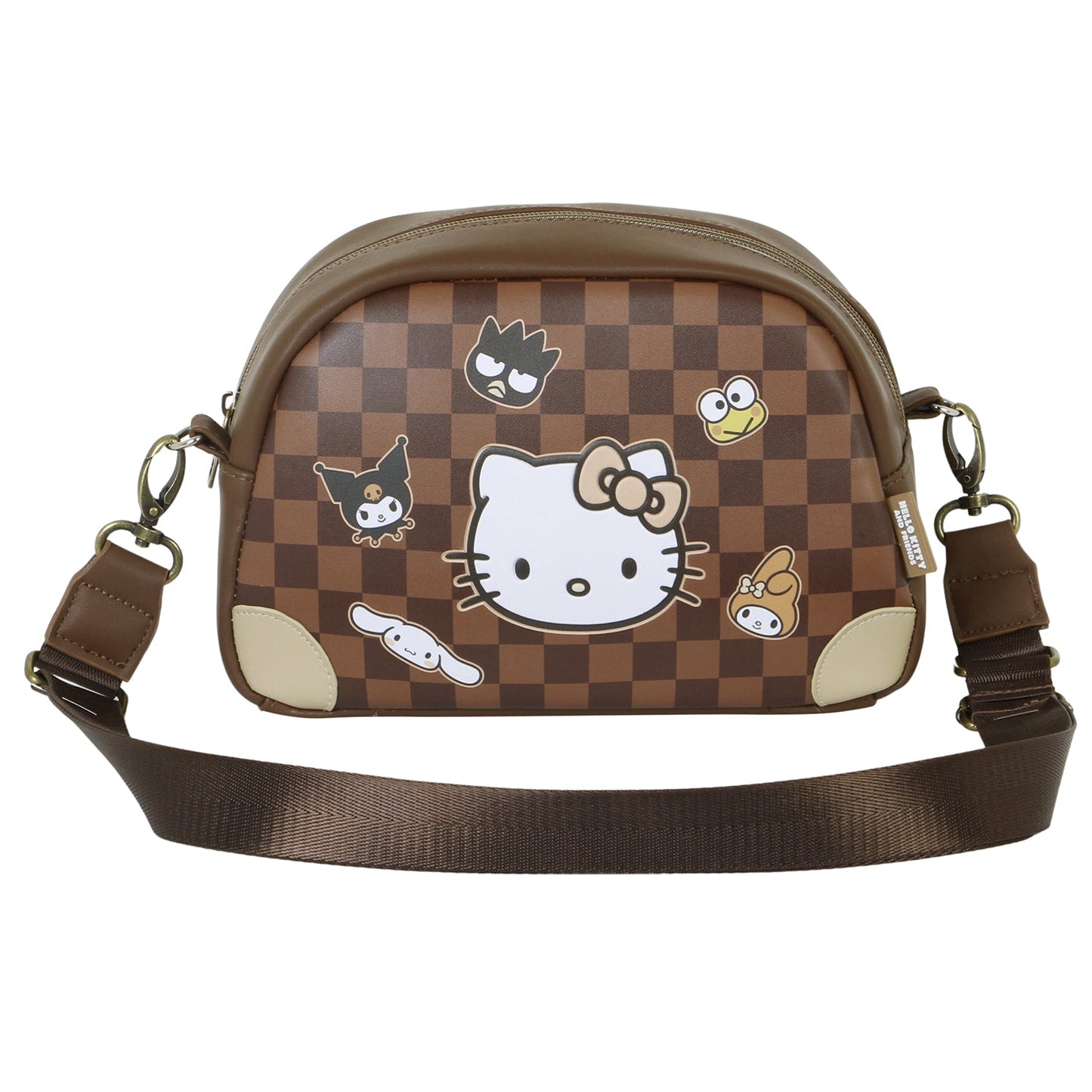 Sac à Bandoulière Bowling Lite Hello Kitty « Squares » – Brun