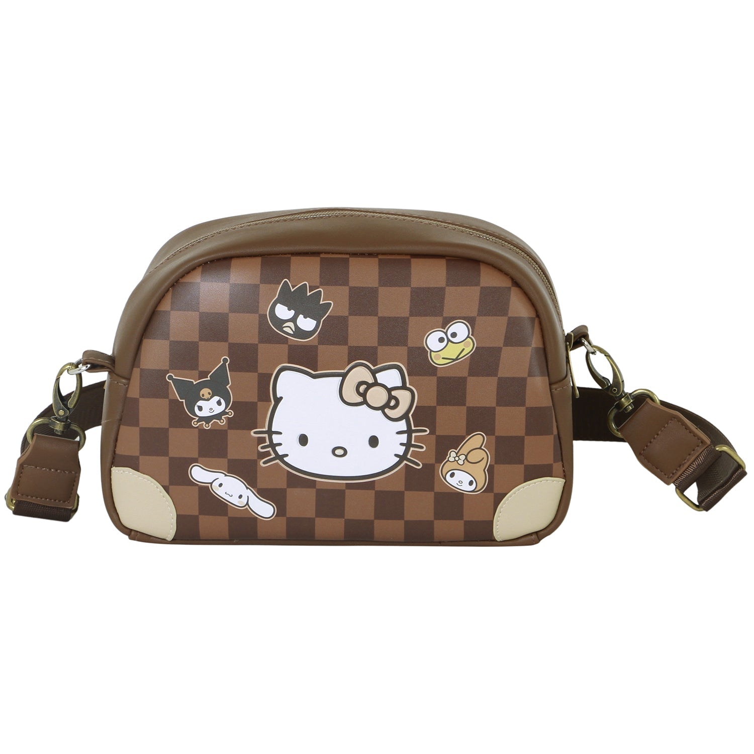 Sac à Bandoulière Bowling Lite Hello Kitty « Squares » – Brun