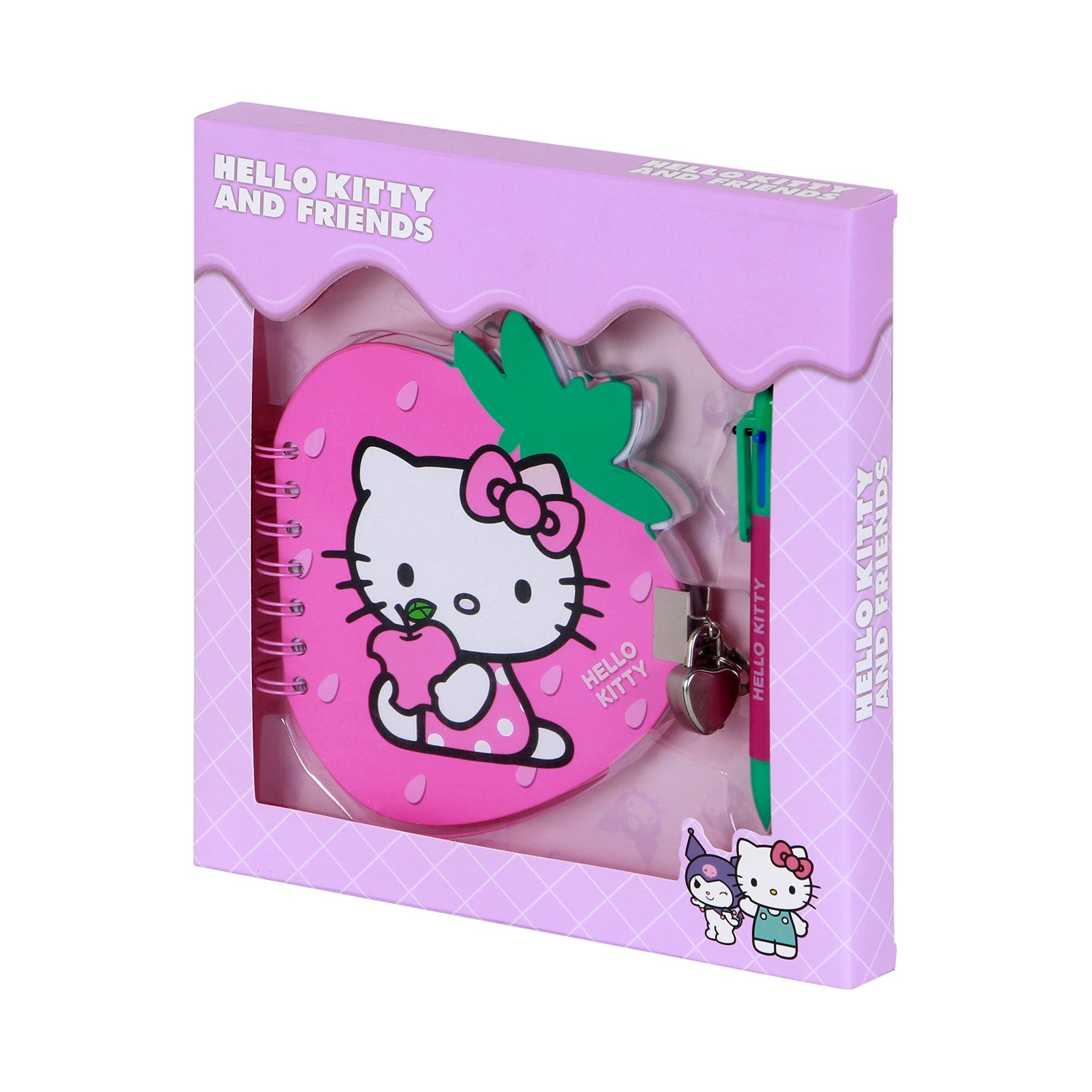 Coffret Journal + Stylo 6 Couleurs Hello Kitty « Strawberry » – Rose