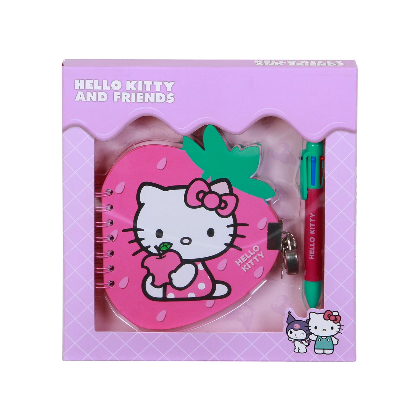 Coffret Journal + Stylo 6 Couleurs Hello Kitty « Strawberry » – Rose