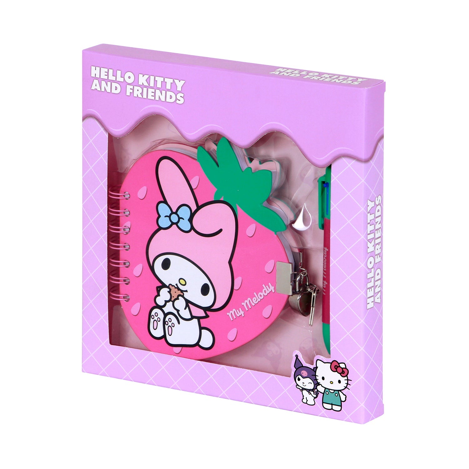 Coffret Journal + Stylo 6 Couleurs Hello Kitty « My Melody Strawberry » – Rose