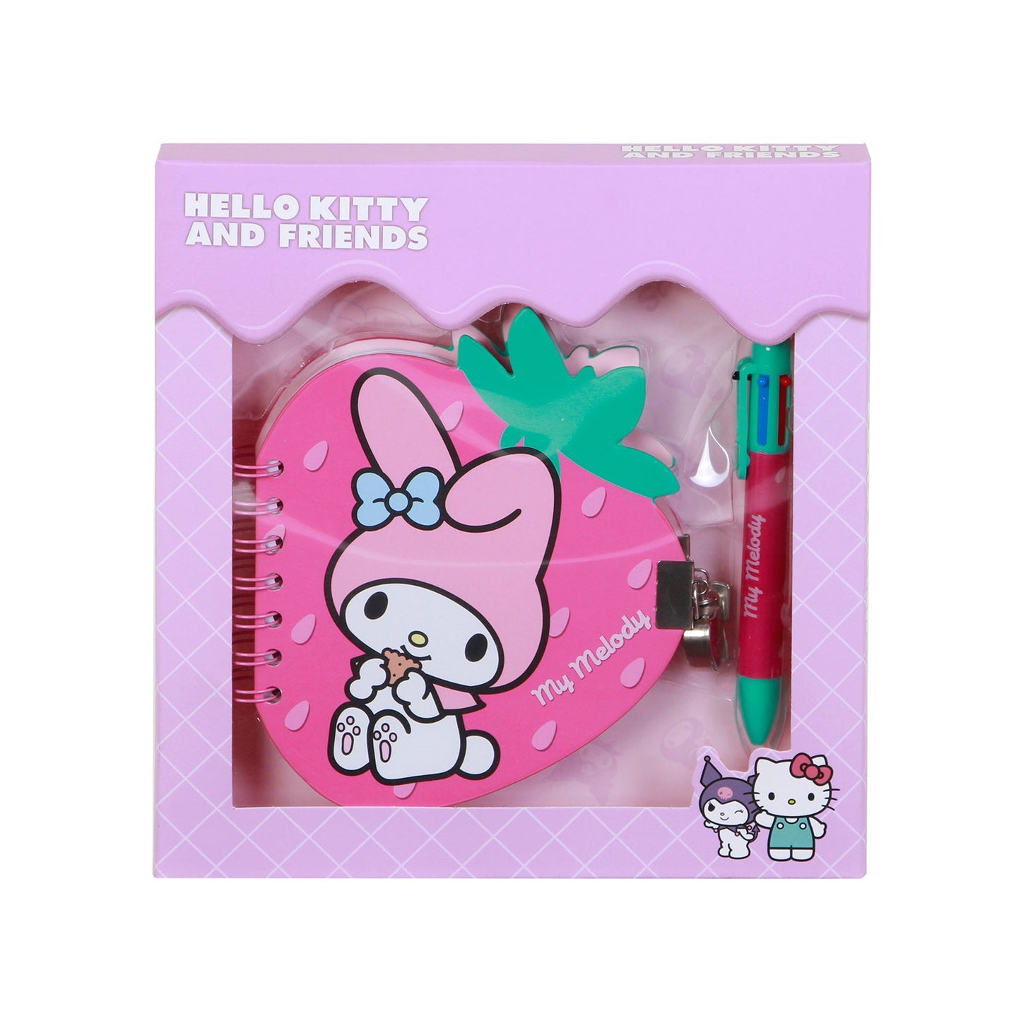 Coffret Journal + Stylo 6 Couleurs Hello Kitty « My Melody Strawberry » – Rose