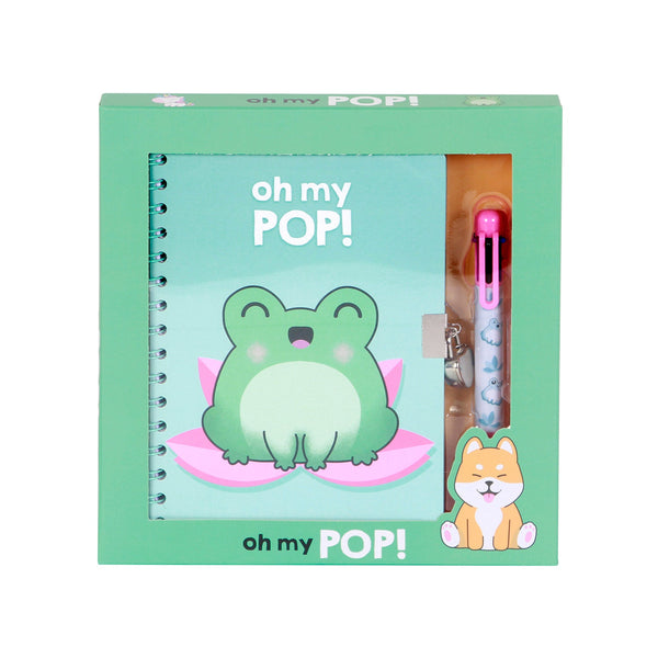 Coffret Journal + Stylo 6 Couleurs Oh My Pop! « Froggy »