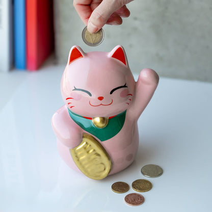 Pink Lucky Cat Piggy Bank