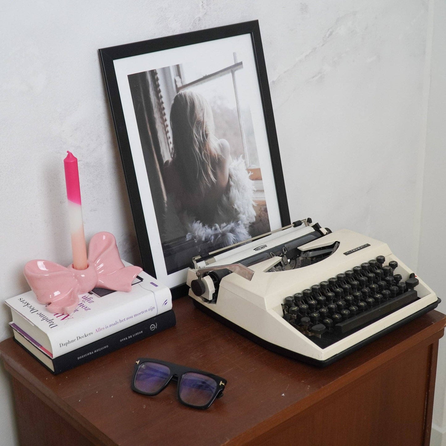 Candlestick - Knot - Ceramic - Pink - 18x9x7 cm