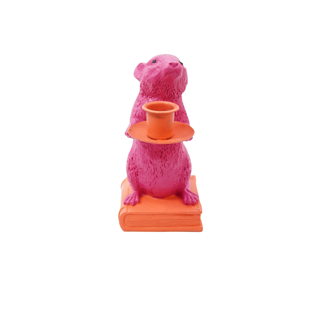 Portacandele - Topo - Poliresina - Rosa/Rosso - 8x10x17cm
