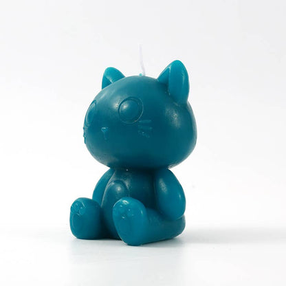 Petrol Blue Cat Candle