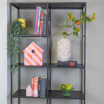 Clock - Cuckoo wall clock - Pattern - Orange/Pink - 24x27x9cm