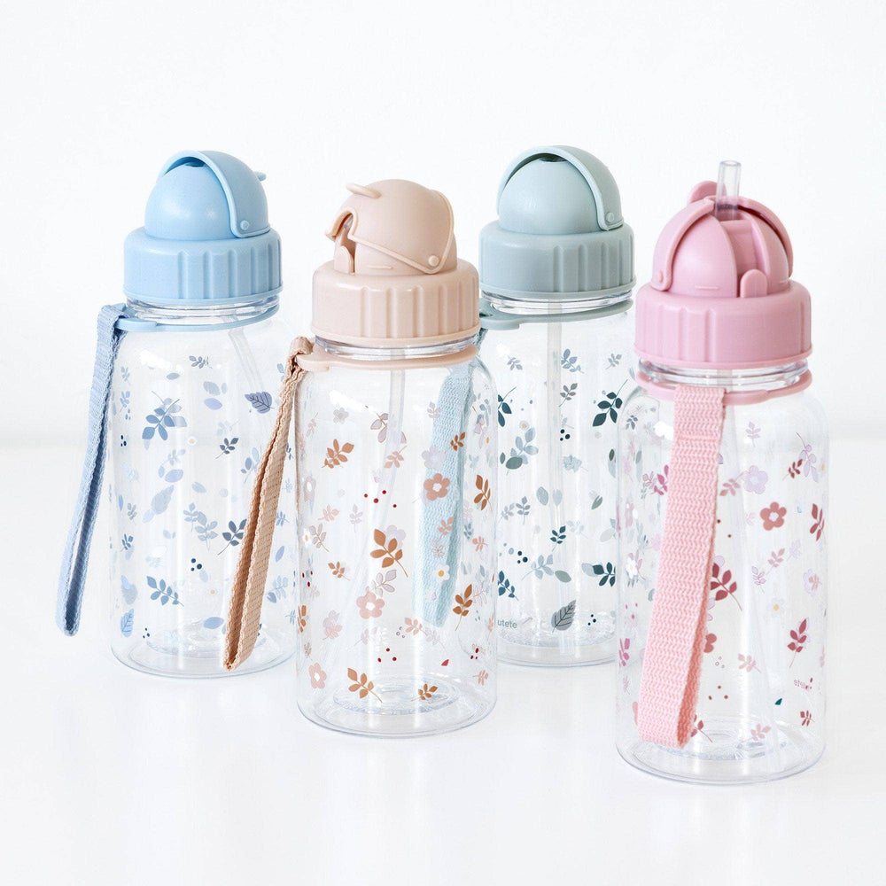 Gourde en Tritan Feuilles et Fleurs Roses - 500 ml