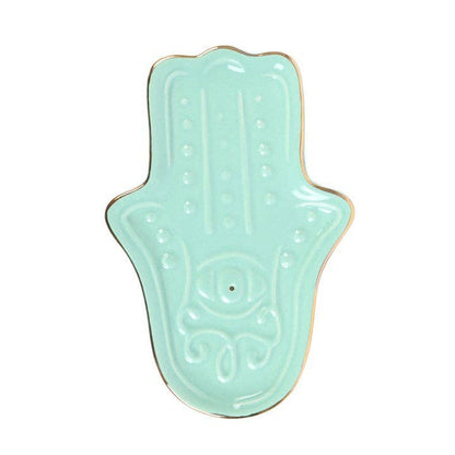 Blue Hamsa Hand Ceramic Incense Holder