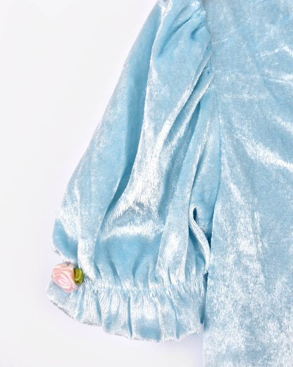 Princess dress in light blue velvet 110-116 cm 4-6 years