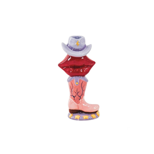 Candlestick - Boot / Lip / Hat - Pink / Red / Lilac - 10x8x20 cm