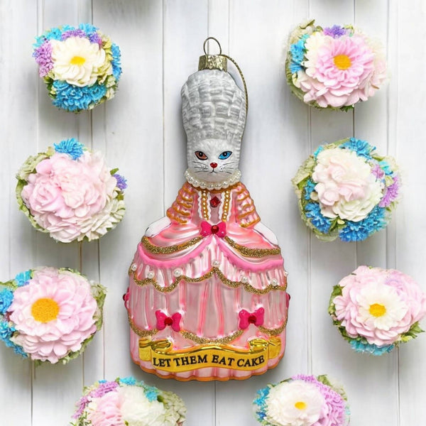 Marie Antoinette “Let Them Eat” White Cat Christmas Ornament