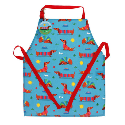 Tablier pour enfants en coton lavable - Chien Saucisse Ensoleillé