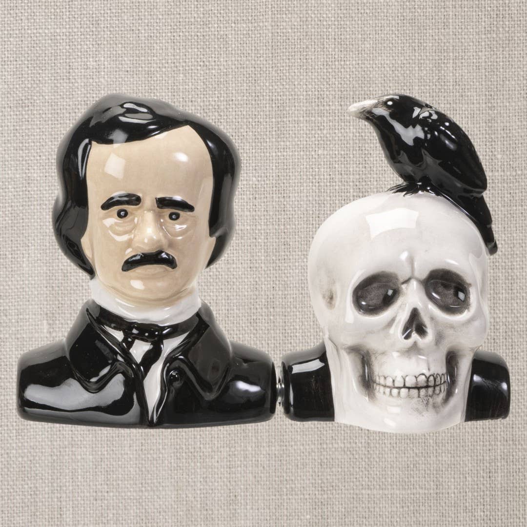 Edgar Allan Poe ceramic salt and pepper shaker set