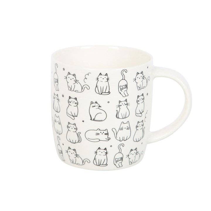 Mug à motif de chat heureux blanc