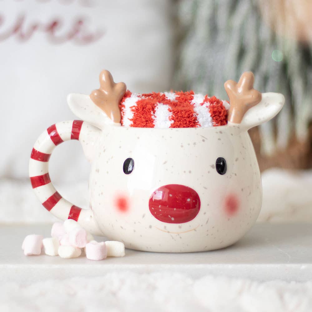 Set di tazza e calzini natalizi Rudolph Reindeer