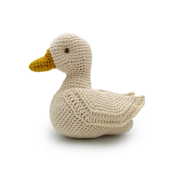 Knitted musical duck plush