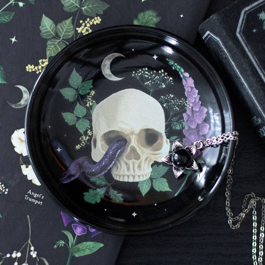 Venom &amp; Vines Gothic Ceramic Trinket Dish with Skull and Snake