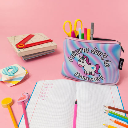 Grande trousse scolaire imprimée – licorne Homework