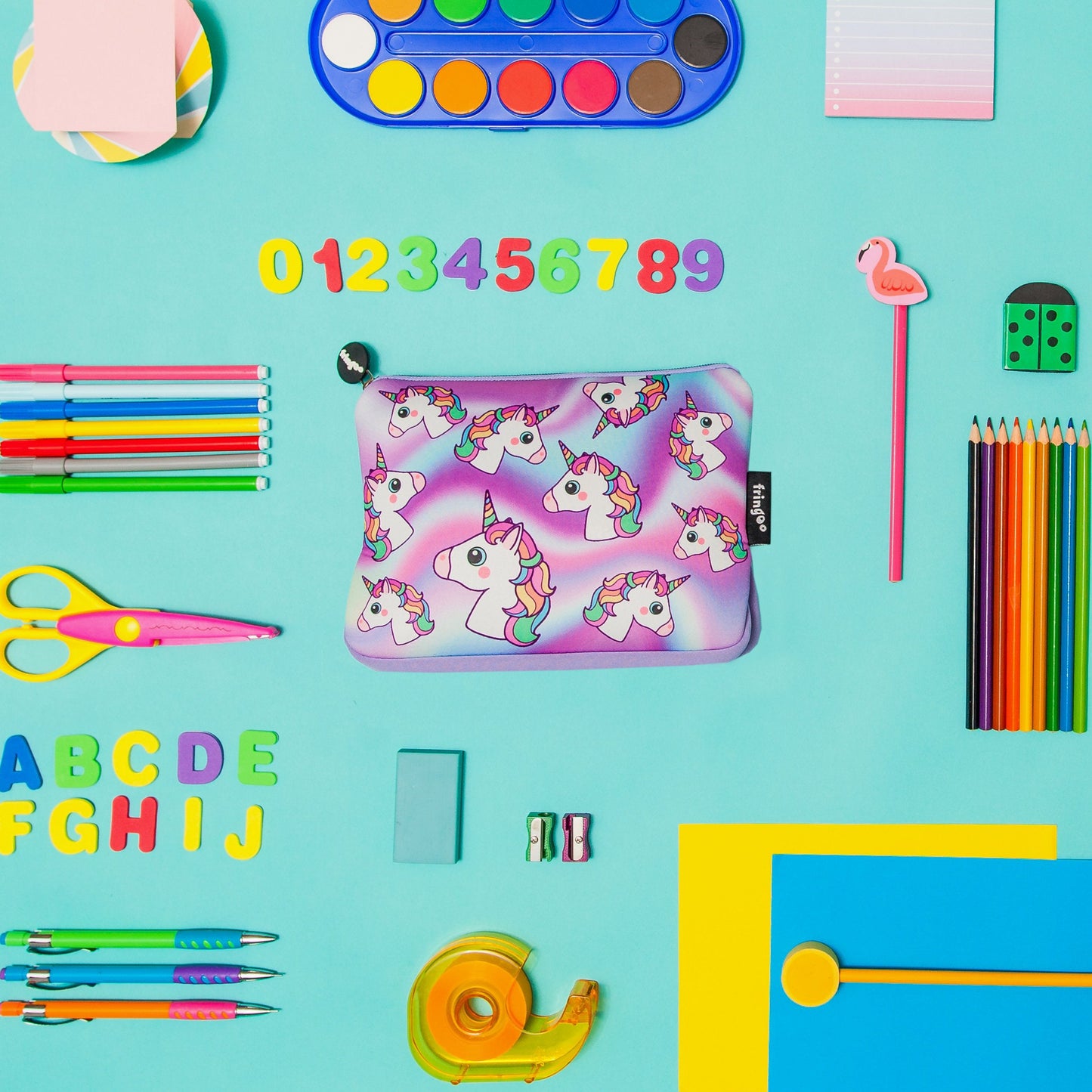 Grande trousse scolaire imprimée – holographique licornes