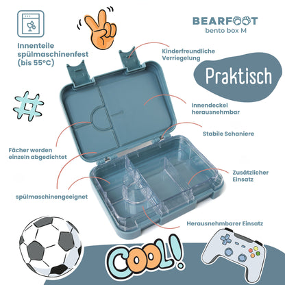 Children's lunchbox with compartments, lunch box, Bento box - Blue